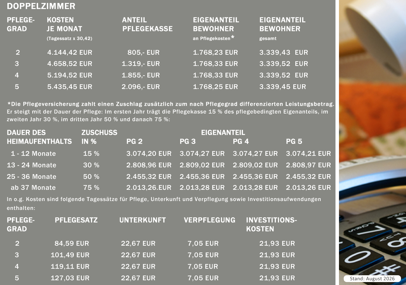 SZ Altenoythe-Preise ab August 2026 Doppelzimmer